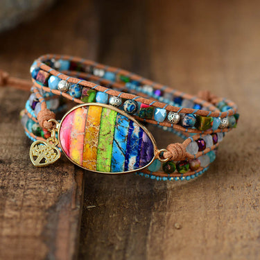 Geometric Spiritual Chakra Jasper Wrap Bracelet